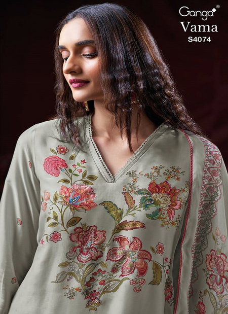 Vama 4074 By Ganga Pashmina Surat Wholesale Dress Material In India